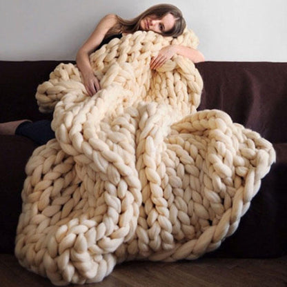 BRAND NEW COZY COMFORTABLE WOVEN BLANKET Yarn Hand-Woven Blanket Knitted Wool blanket Soft Thick Yarn