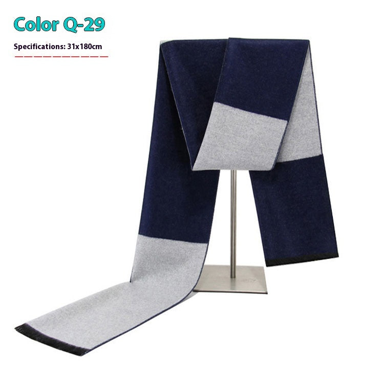 New Men's Winter Warm Cashmere-like Striped Business Scarf For Men