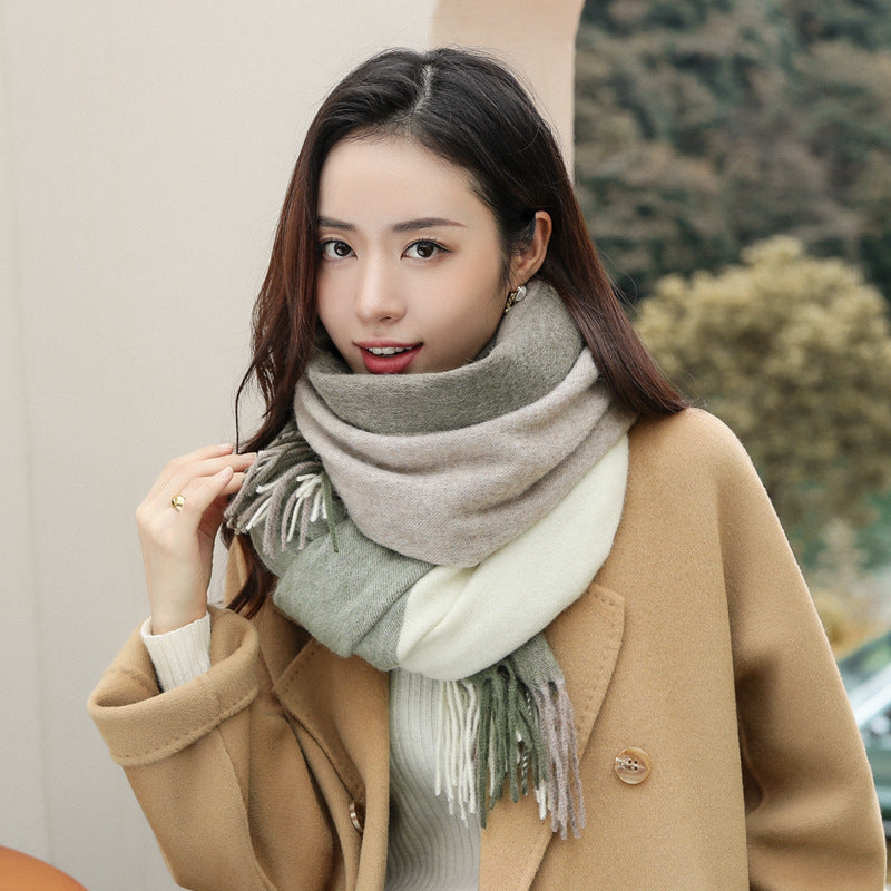 Pure wool plaid scarf women's winter  version of everything New Year thickened warm scarf cashmere shawl high-grade