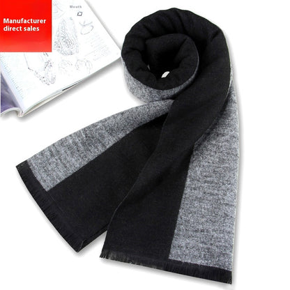 New Men's Winter Warm Cashmere-like Striped Business Scarf For Men