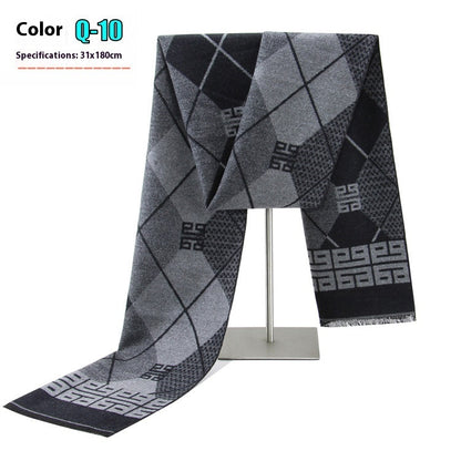 New Men's Winter Warm Cashmere-like Striped Business Scarf For Men