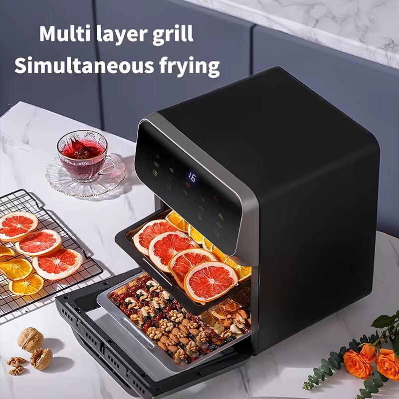 12L Electric Air Fryer Large Capacity Multi-Function Convection Oven Deep Fryer without Oil Kitchen LED Touch BPA Free 1300W