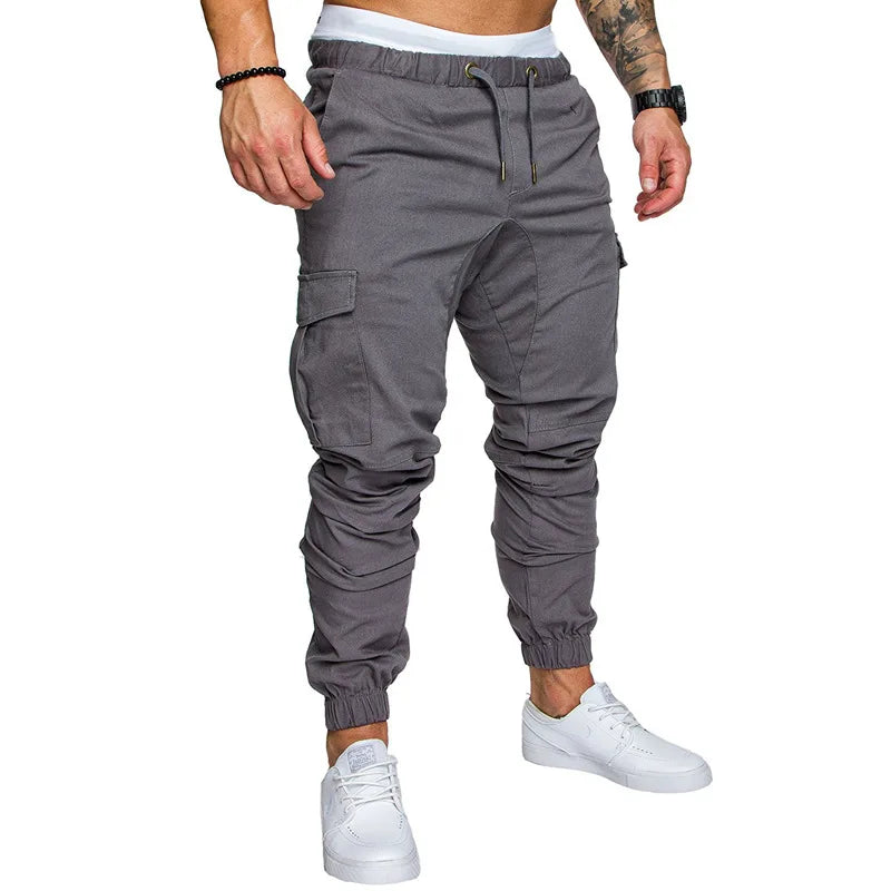 2024 New Male Trousers Mens Joggers Solid Multi-pocket Pants Sweatpants Men Pants Hip Hop Harem Joggers Pants Running men's gym