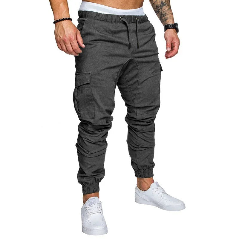 2024 New Male Trousers Mens Joggers Solid Multi-pocket Pants Sweatpants Men Pants Hip Hop Harem Joggers Pants Running men's gym