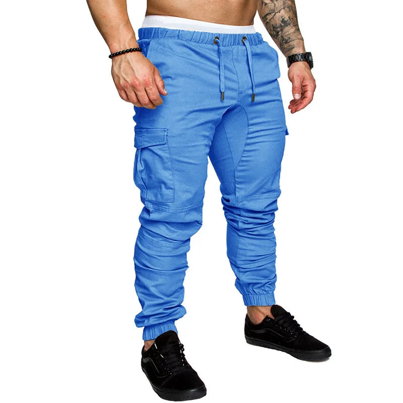 2024 New Male Trousers Mens Joggers Solid Multi-pocket Pants Sweatpants Men Pants Hip Hop Harem Joggers Pants Running men's gym