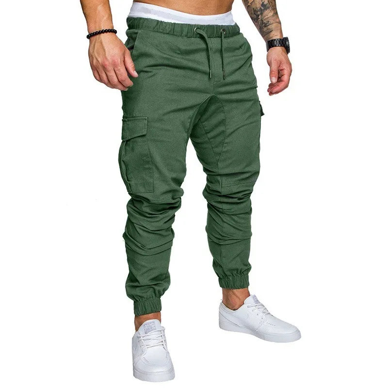 2024 New Male Trousers Mens Joggers Solid Multi-pocket Pants Sweatpants Men Pants Hip Hop Harem Joggers Pants Running men's gym