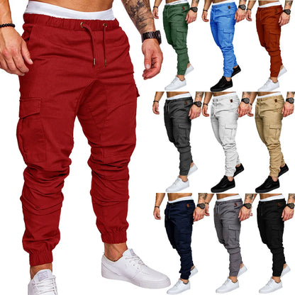 2024 New Male Trousers Mens Joggers Solid Multi-pocket Pants Sweatpants Men Pants Hip Hop Harem Joggers Pants Running men's gym