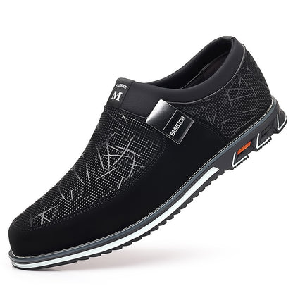 Men's Large casual leather shoes with color blocked feet, all season men's leather shoes