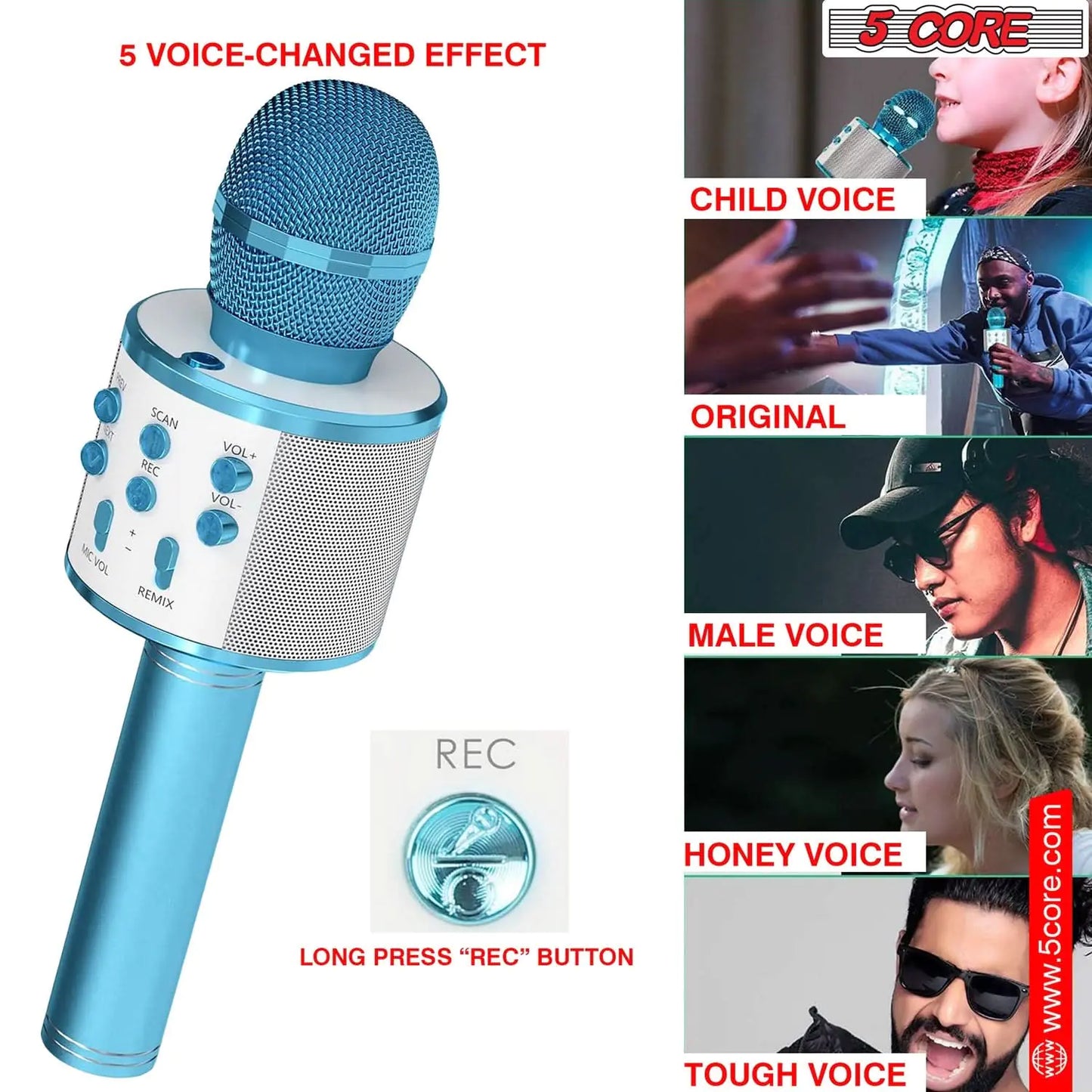 5Core Wireless Karaoke Microphone Bluetooth Mic Portable Handheld Microfonos Inalambricos