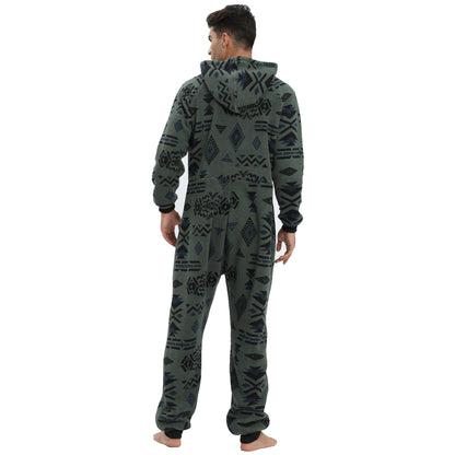 Men's hooded thick double-sided velvet camouflage jumpsuit home clothes pajamas