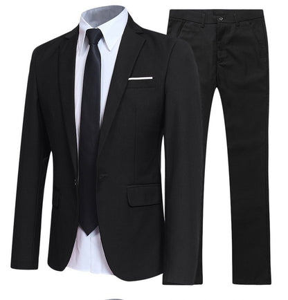 Men's Suit Business professional formal attire groom groomsman solid color two-piece set for men