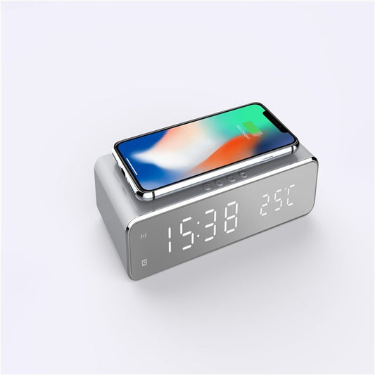 Temperature gauge wireless charging multifunctional desktop time clock mirror LED digital display wireless