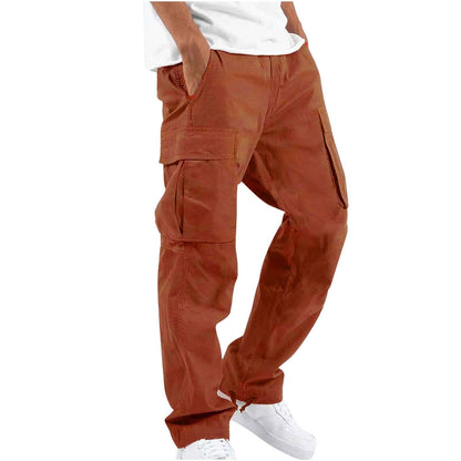 New Men's Overalls European and American independent station foreign trade drawstring multi-pocket casual trousers