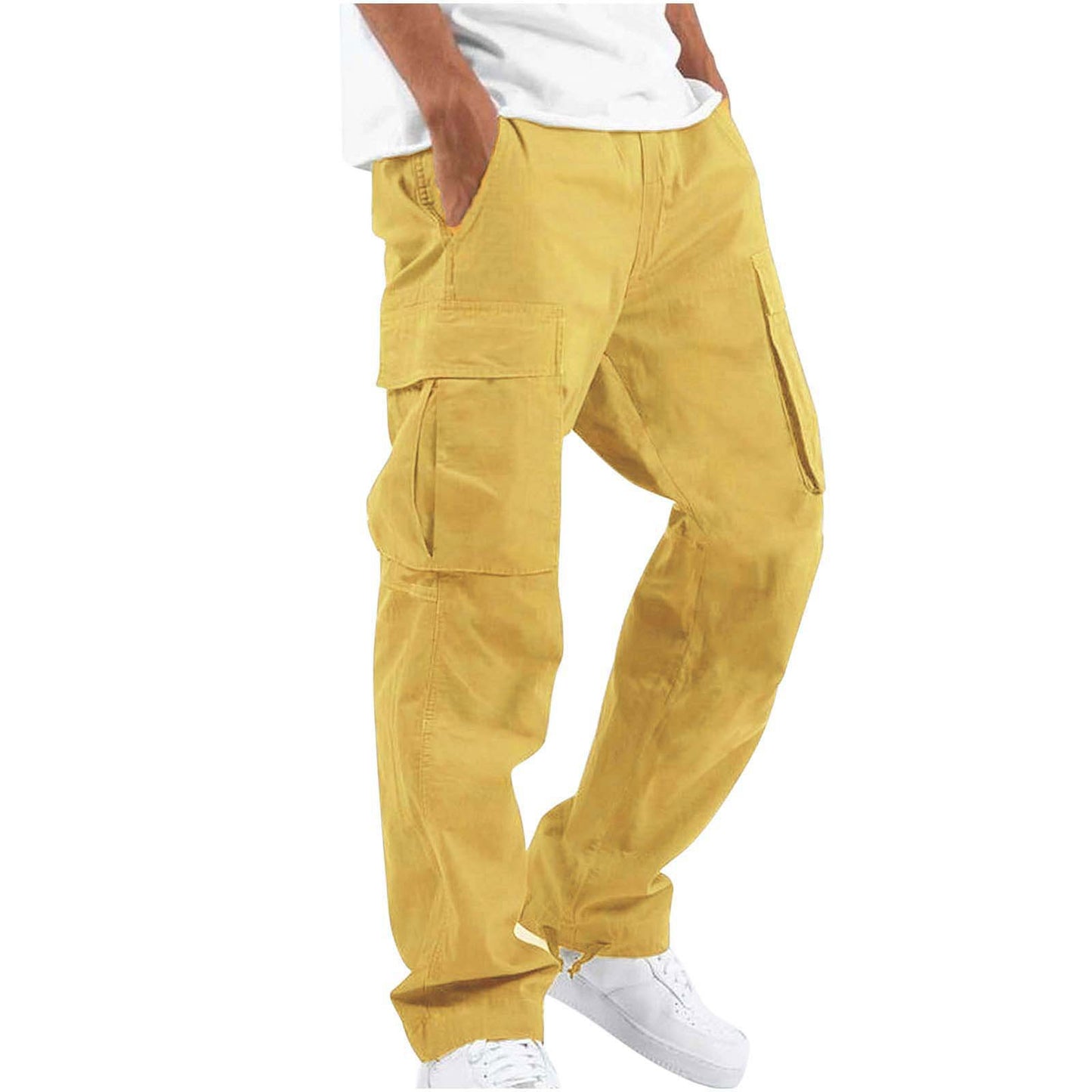 New Men's Overalls European and American independent station foreign trade drawstring multi-pocket casual trousers