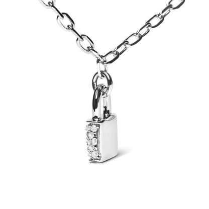 Necklace - Diamond Lock .925 Sterling Silver 1/4 Cttw Diamond Lock Pendant Necklace with Paperclip Chain (H-I Color, SI2-I1 Clarity)