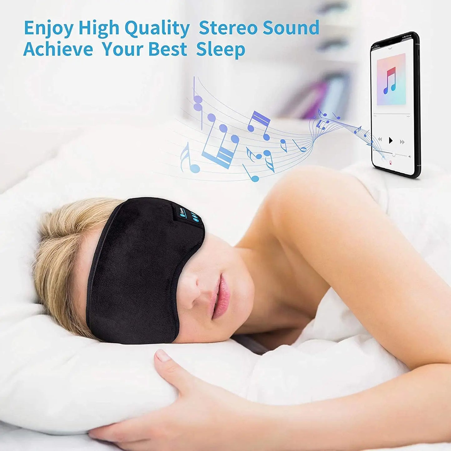 Sleep Headphones Bluetooth Eye Mask Wireless Bluetooth Music Travel Handsfree Sleeping Mask with Built-in Speakers Microphone