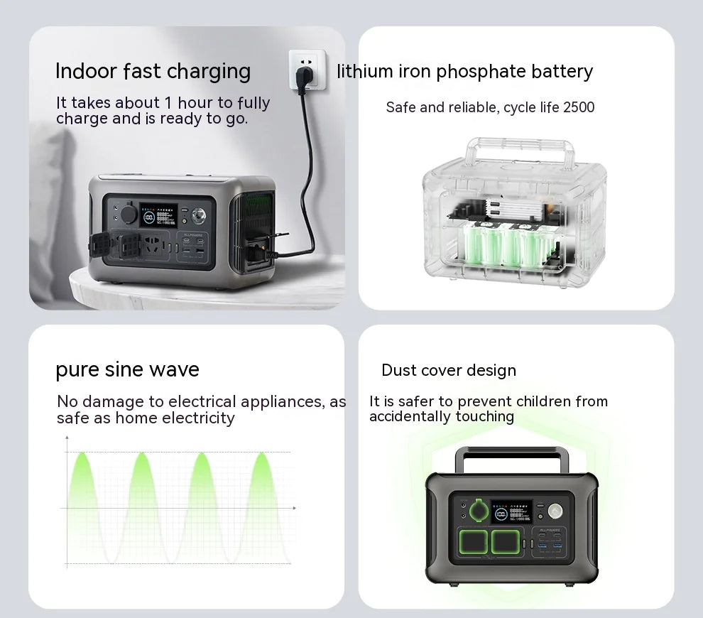 ALLPOWERS R600 Portable Power Station - 299Wh, 600W, Solar Option