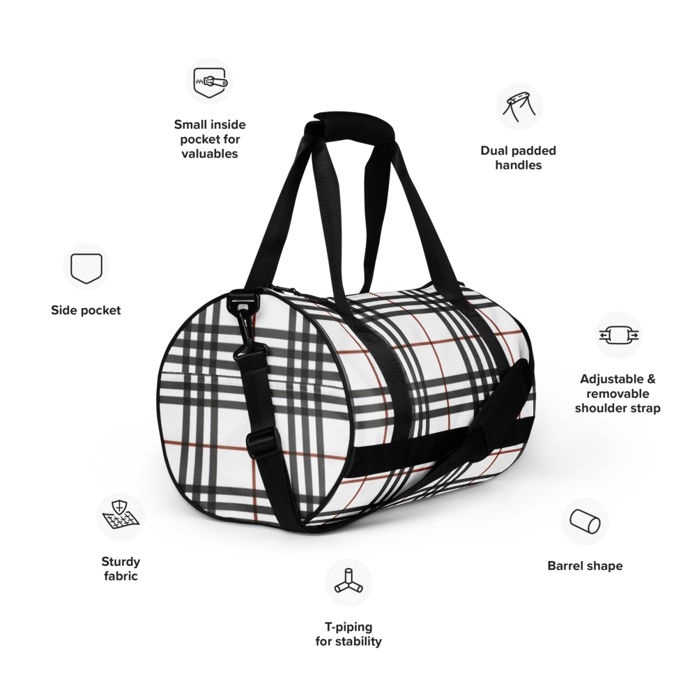 Plaid Light Tan Design Gym Bag -Travel Bag