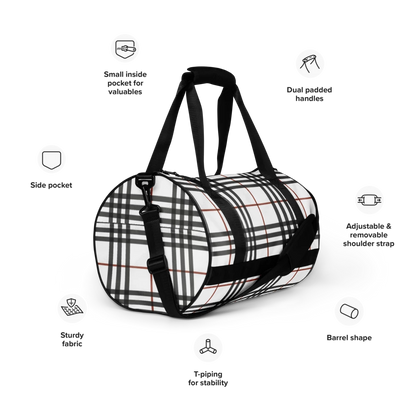 Plaid Light Tan Design Gym Bag -Travel Bag