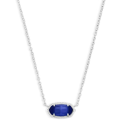 Kendra Scott Elisa Pendant Necklace for Women, Fashion Jewelry, 14k Gold-Plated RHODIUM - COBALT CATS EYE