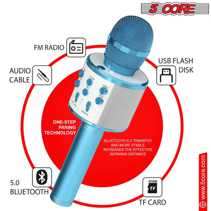 5Core Wireless Karaoke Microphone Bluetooth Mic Portable Handheld Microfonos Inalambricos