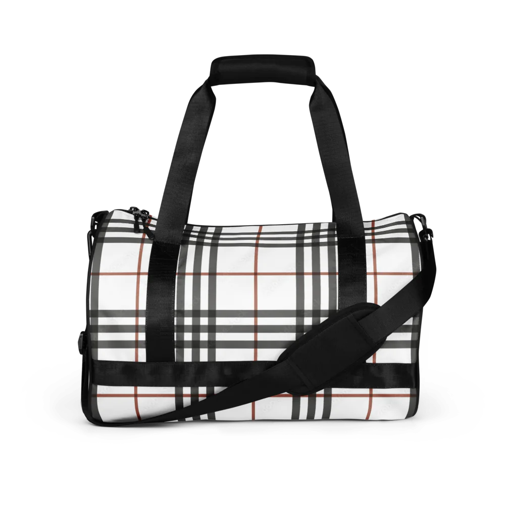 Plaid Light Tan Design Gym Bag -Travel Bag