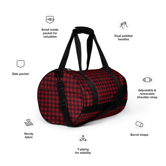 Designer Style Red & Black Checker Design Gym Bag