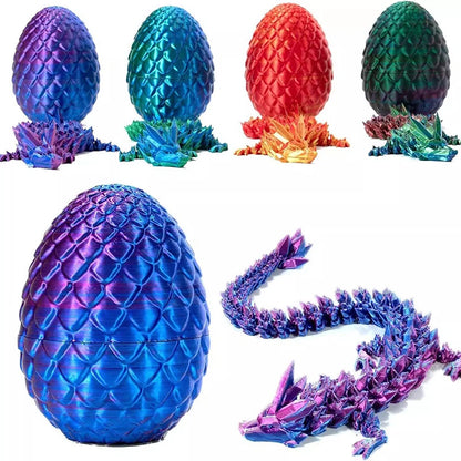 3D Printed Gem Dragon Egg Rotatable Articulated Dragons Toys Desktop Craft Ornament Gifts for Kids Office Home Table Decor