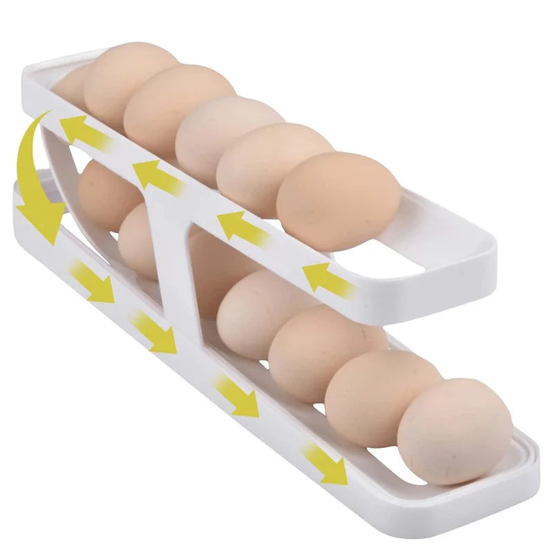 New Refrigerator Egg Rolling Storage Rack Egg Storage Holder Rolldown Egg Dispenser Refrigerator Storage Box