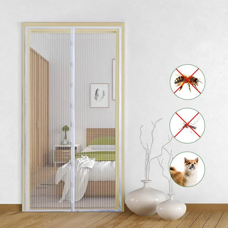 Tool-free Reinforced Magnetic Screen Door Curtain Mosquito Net Anti Bug Fly Partition Curtain Mesh Automatic Closing Door Screen