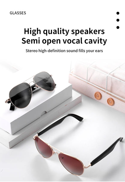 Fashion Stylish Bluetooth Intelligent Polarized Smart glasses anti-UV380 UV400 ultraviolet rays Hands-free Call support fast charging