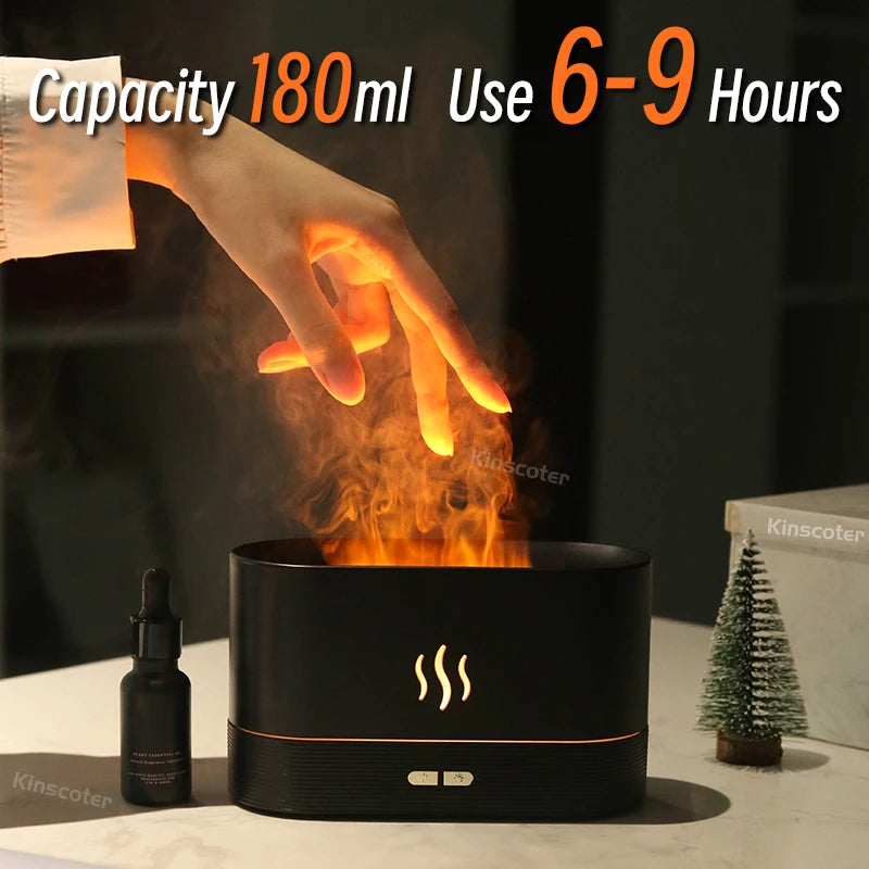 KINSCOTER Aroma Diffuser Air Humidifier Ultrasonic Cool Mist Maker Fogger Led Essential Oil Flame Lamp Difusor