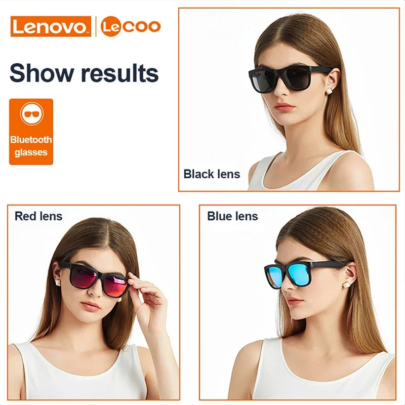 Original Lenovo Lecoo C8 Smart Glasses Earphone Wireless Bluetooth Sunglasses Outdoor Sport Headset HiFi Stereo Music Headphones