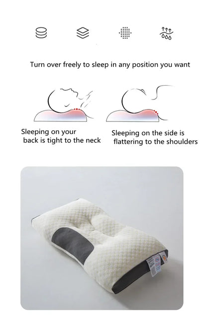 The concave convex design of the human body helps massage the neck, and the fiber massage pillow helps with sleep