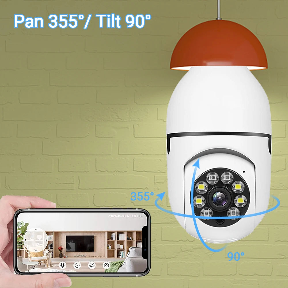 E27 4MP ICSEE Bulb Camera Baby Monitor 1080P Pet Monitor Night Vision Full Color Automatic Human Tracking Two way Audio Security