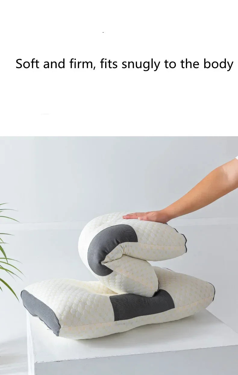 The concave convex design of the human body helps massage the neck, and the fiber massage pillow helps with sleep