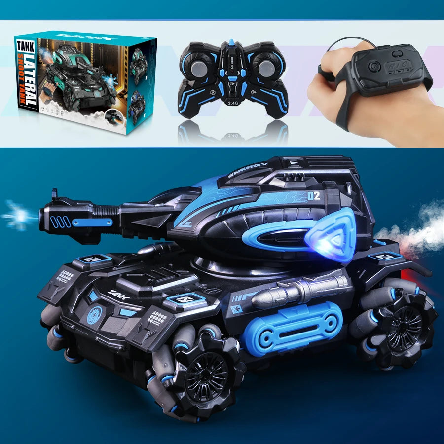 RC spray car 2.4G four-wheel stunt launch water polo tank car boy machine armour  toy car Watch requires additional purchase