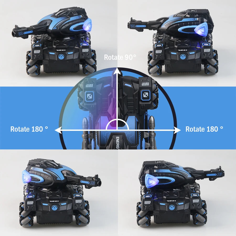 RC spray car 2.4G four-wheel stunt launch water polo tank car boy machine armour  toy car Watch requires additional purchase