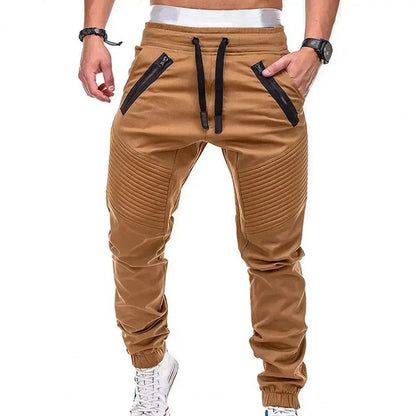 Spring and Autumn Fashion Men's Drawstring Adjustable Pocket Pants New Casual Men's Pants Jogging Slim Fit Striped Clothing