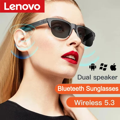 Lenovo Smart Glasses Polarized Sunglasses with Bluetooth Speaker Wireless 5.3 Athletic Outdoor UV Protection Voice Control Unisex