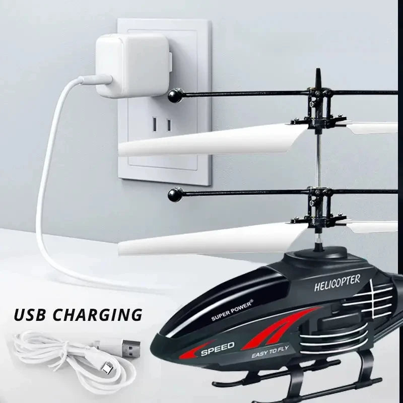 RC Helicopter 2 Channel Gesture Control Suspension Helicopter RC Remote Induction Aircraft With Charging LED Light Kids Toy for Boys