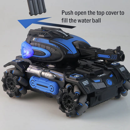 RC spray car 2.4G four-wheel stunt launch water polo tank car boy machine armour  toy car Watch requires additional purchase