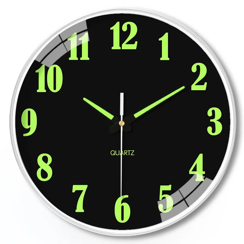 8 Inch Wall Clock Luminous Clock Living Room Decorative Wall Clock Stylish Silent Hole-Free Wall Clock Quartz Clock