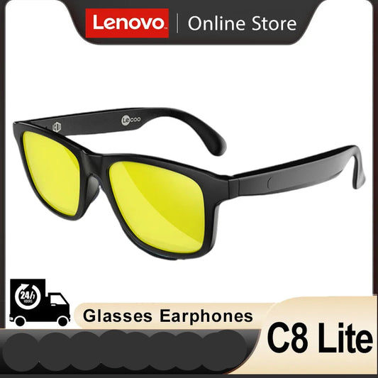 New Lenovo Lecoo C8  Lite Sunglasses Earphone Bluetooth 5.3 Outdoor Sport HiFi HD Call Eyeglasses Anti Blue Wireless Driving