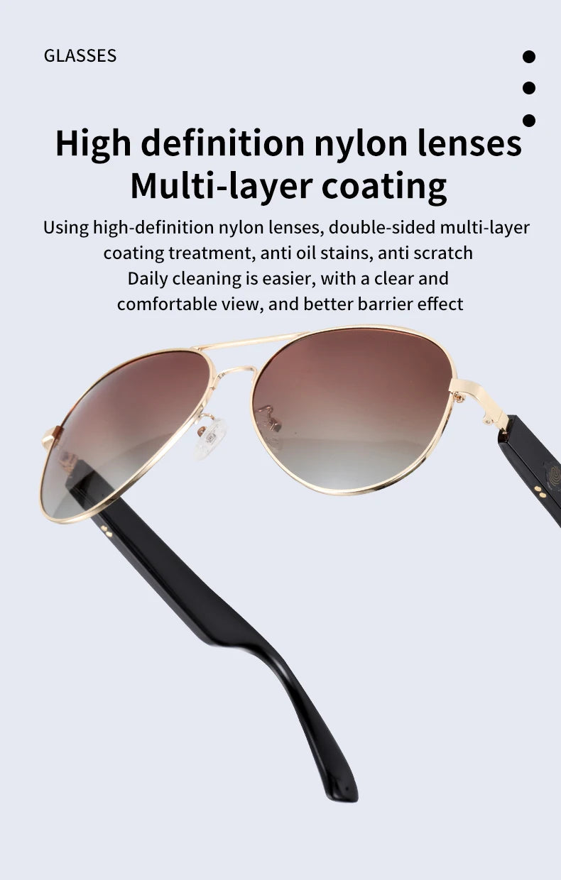 Fashion Stylish Bluetooth Intelligent Polarized Smart glasses anti-UV380 UV400 ultraviolet rays Hands-free Call support fast charging