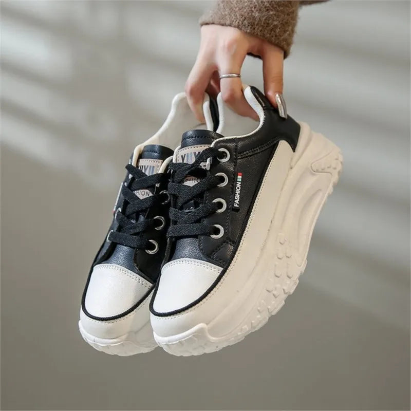 Zapatillas Mujer Sneakers Trendy Mesh Platform Sneakers Leather Shoes Breathable Socofy Casual Sports Shoes Women Flats 1620