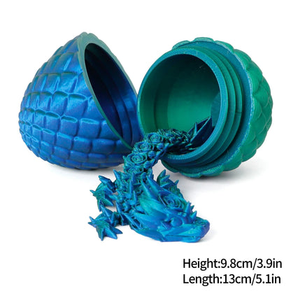 3D Printed Gem Dragon Egg Rotatable Articulated Dragons Toys Desktop Craft Ornament Gifts for Kids Office Home Table Decor