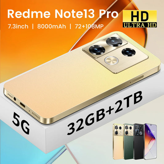 Redme Note 13 Pro 5G Smartphone 7.3" Full Screen 8000mAh - 4G/5G Dual SIM Global Version, Android 13, Original Unlocked Mobile