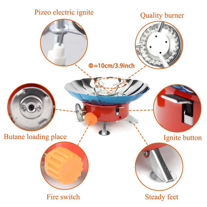 2800W Windproof  Portable Outdoor Stove Camping Gas Stove  Picnic Burner with Storage Bag For Hiking