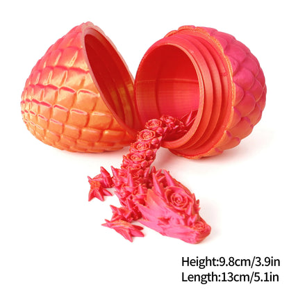 3D Printed Gem Dragon Egg Rotatable Articulated Dragons Toys Desktop Craft Ornament Gifts for Kids Office Home Table Decor